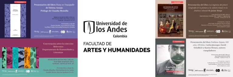 Invitación a 4 lanzamientos de libro, Facultad de Artes Universidad de los Andes